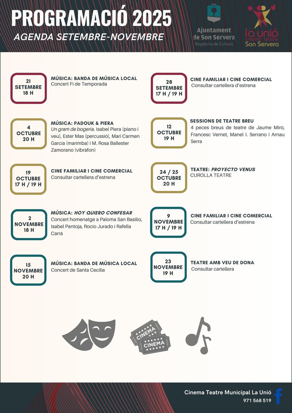 Agenda septiembre - noviembre 2025 Teatre Municipal La Uni�