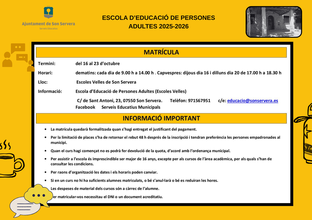 Cursos y talleres de la Escuela de Educacin de Personas Adultas (Oferta 2025-26)