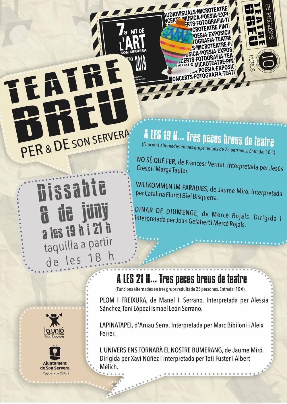 Teatre breu per & de Son Servera: Nit de l'art 2019
