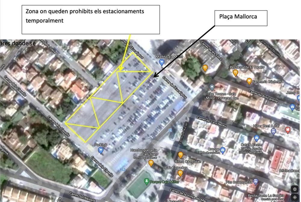 Reubicaci d'estacionaments a Cala Millor per obres