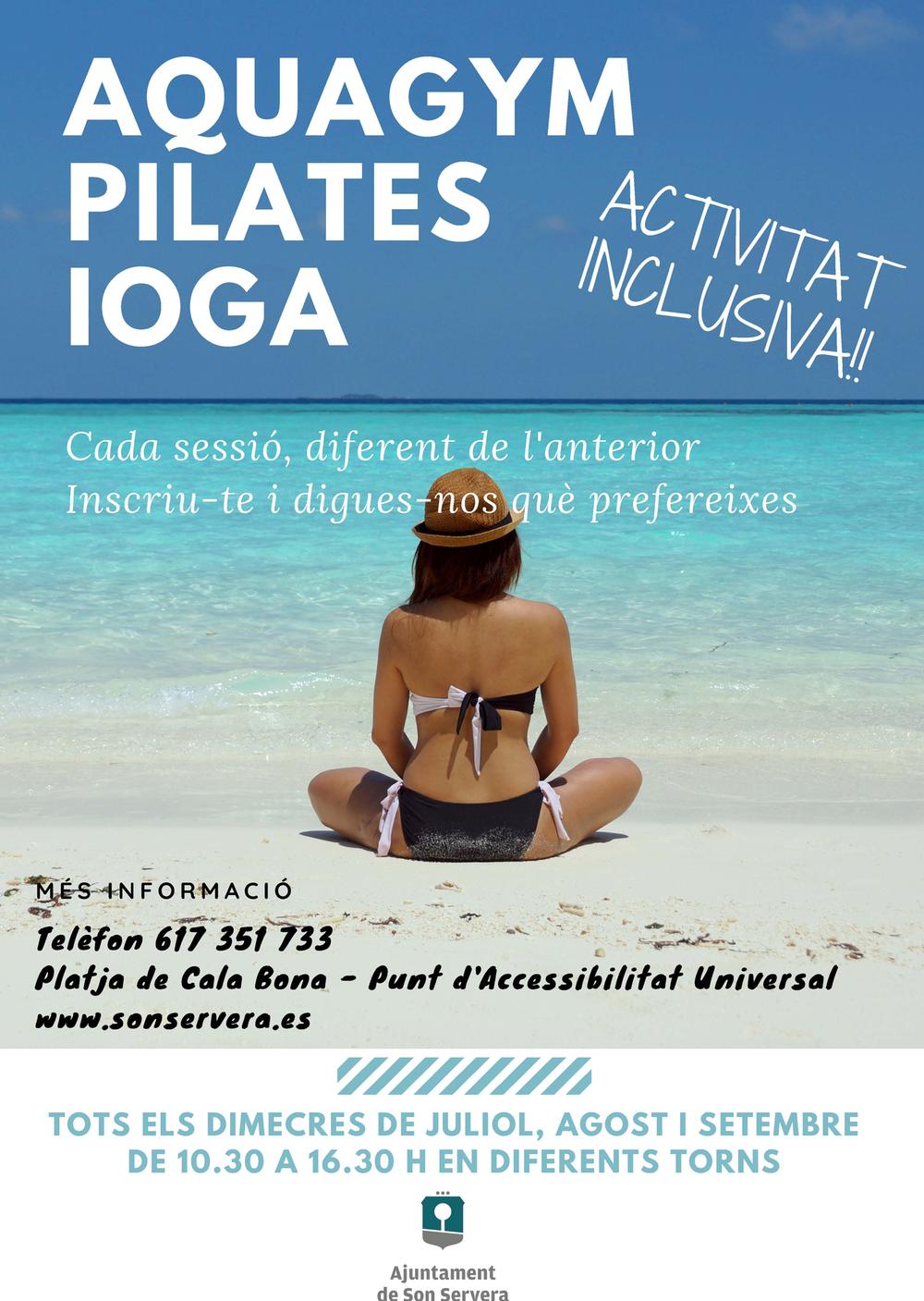 Cartel Yoga inclusivo en Cala Bona